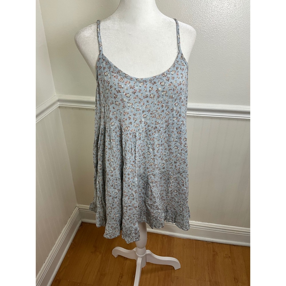 Her Entire‎ Name Says Grace Floral Print Mini Dress Blue Sleeveless Women Size M